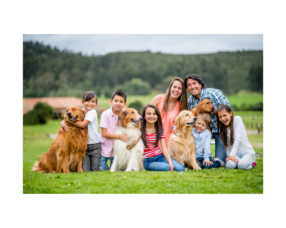Family with pets and love